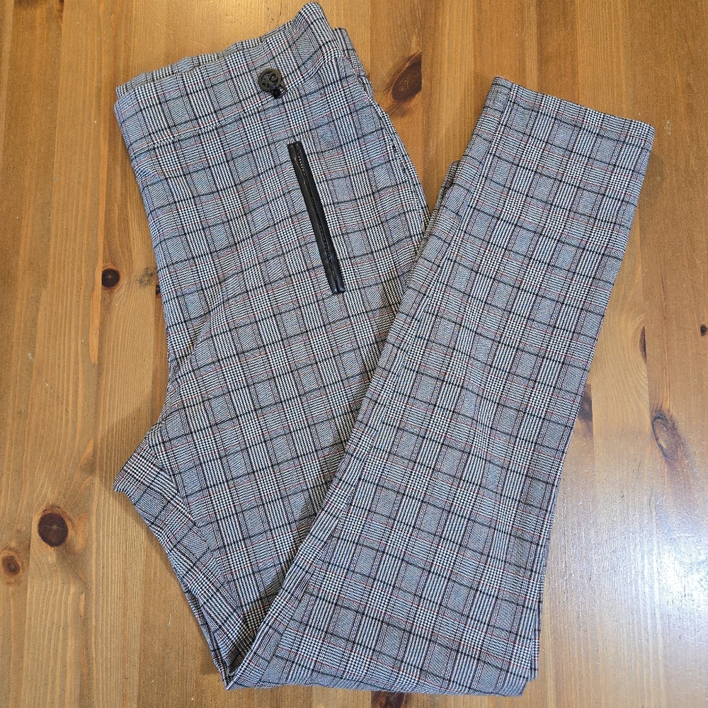 Calvin Klein Women's Plaid Pull On Ankle Pants Slim Fit Size 10